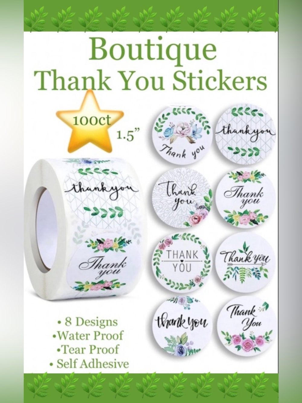 100 ~1.5” Thank You Boutique Stickers 🌟🆕🌟 2  For $15 (Bundle & Save)